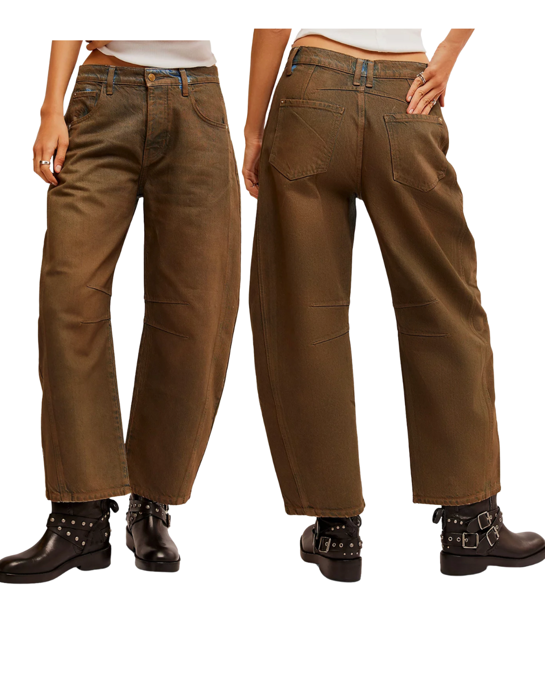 Free People Brown Barrel Jeans