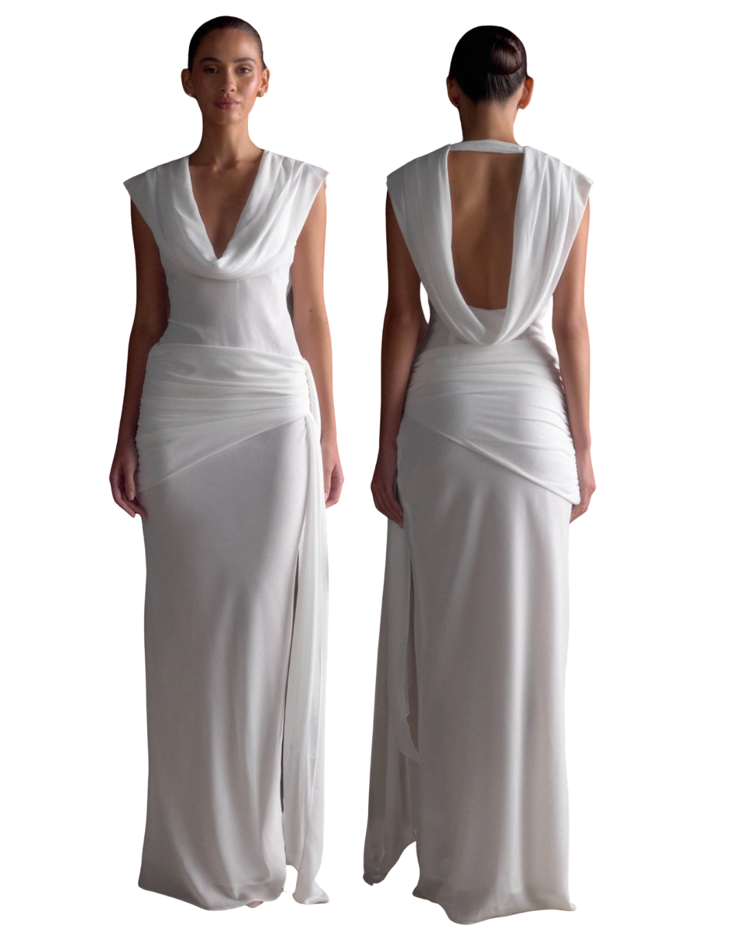 Meshki Chiffon Draped Maxi Dress (brand new)
