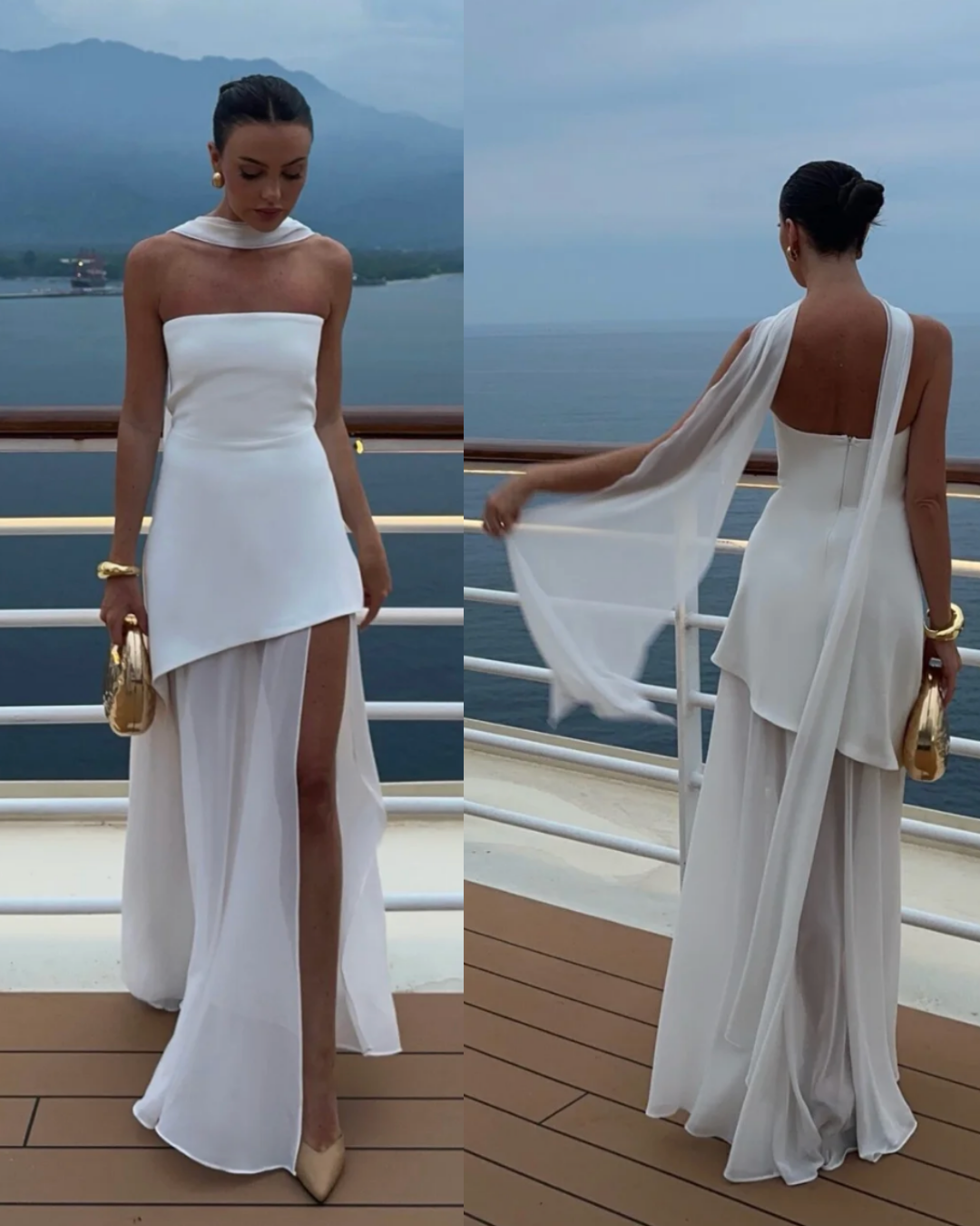 Matters store Monaco White Dress with scarf NWT