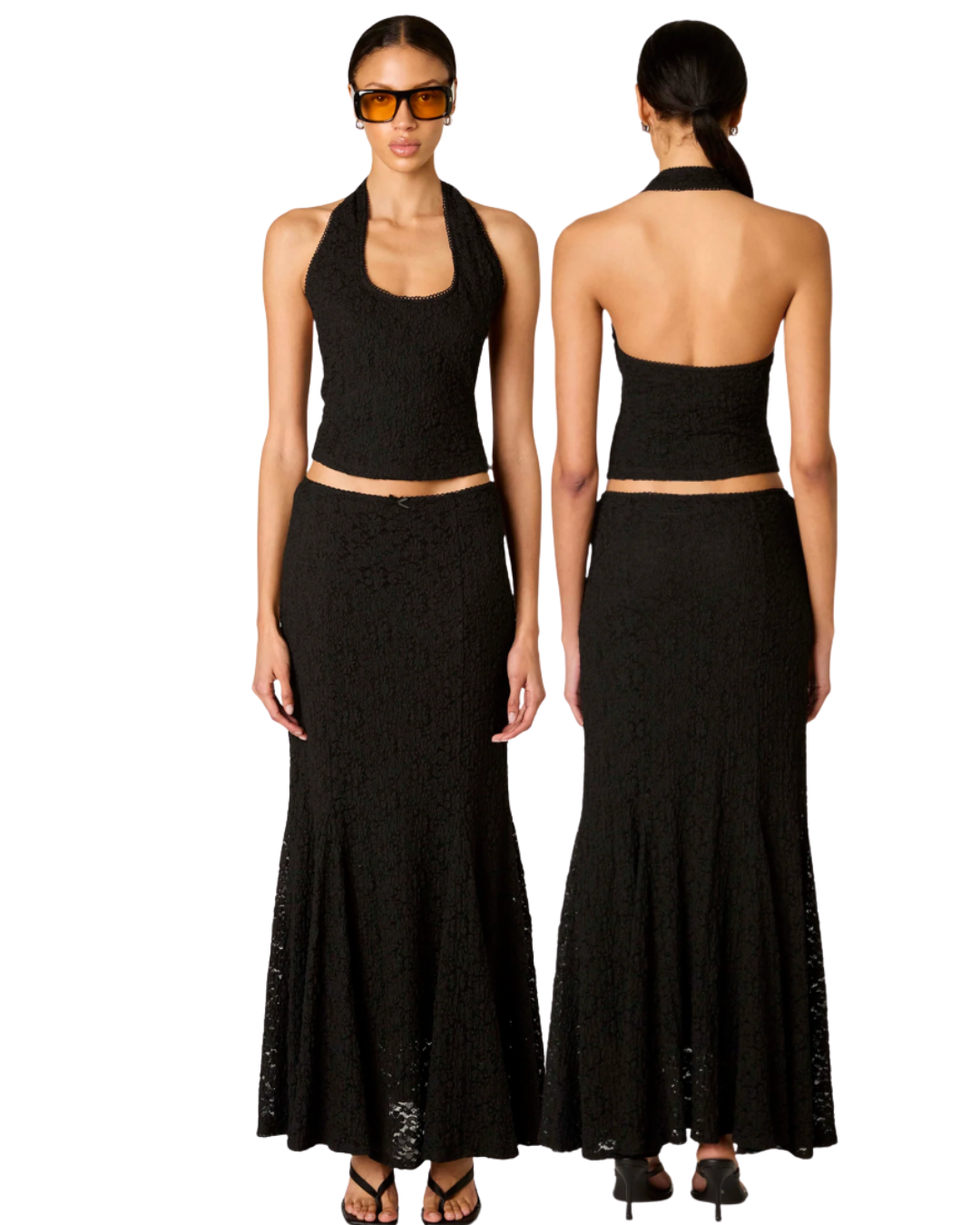 NIA black lace skirt set
