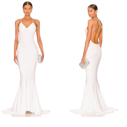 Norma Kamali White Low Back Slip Mermaid