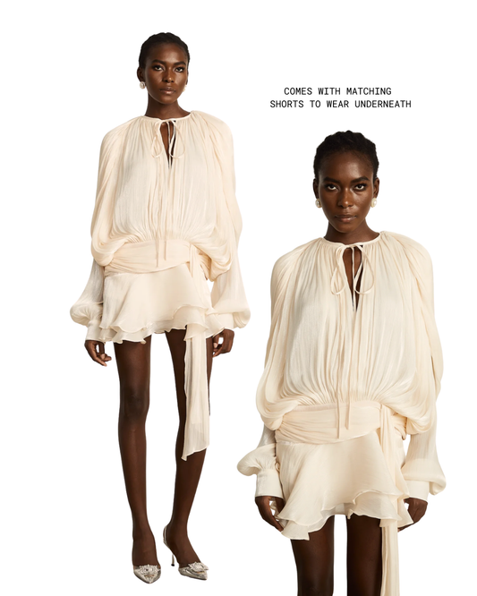 Miss Rosier pleated ruffle mini dress NWT