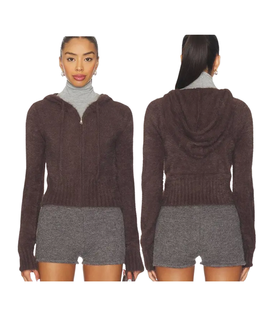 SUPERDOWN brown faux fur zip-up