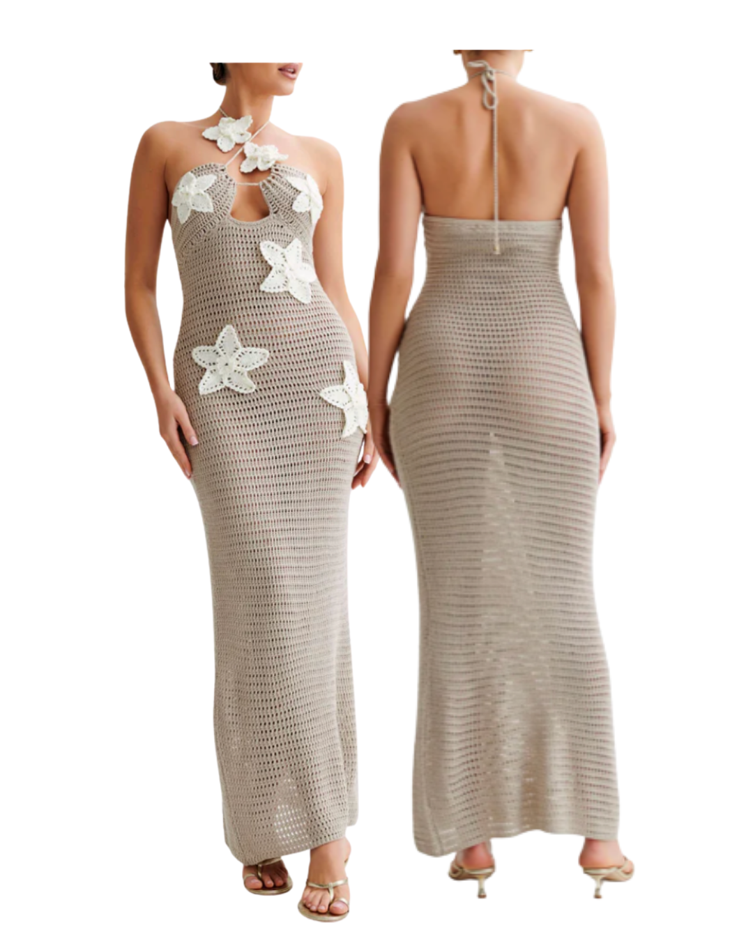 Meshki Kyla Floral Crochet Maxi Dress