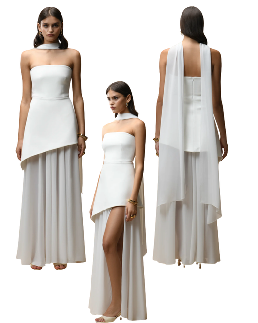 Matters Store Monaco white dress with scarf NWT